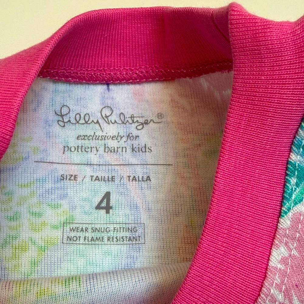 NWT Lilly Pulitzer for Pottery Barn Kids Pink Multicolor Mermaid Print Pajamas - Picture 4 of 7